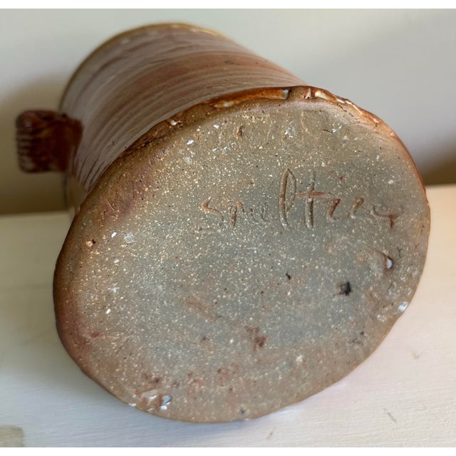Vintage Studio Pottery Wine Cooler With Blue Herron For Sale - Image 9 of 9