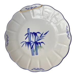 Vintage Fine Asian Porcelain Bamboo & Floral Design Plate