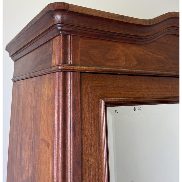 Antique French Style Carved Walnut Wardrobe with Mirror For Sale - Image 5 of 16