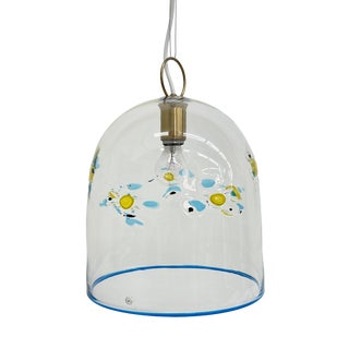 Mid-Century Glass Hanging Lamp with Flowers from La Murrina, Italy, 1970s For Sale