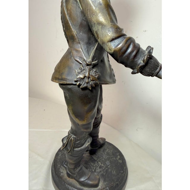 High Quality 19th Century Antique Bronze Musketeer Cavalier Statue Sculpture For Sale - Image 10 of 16