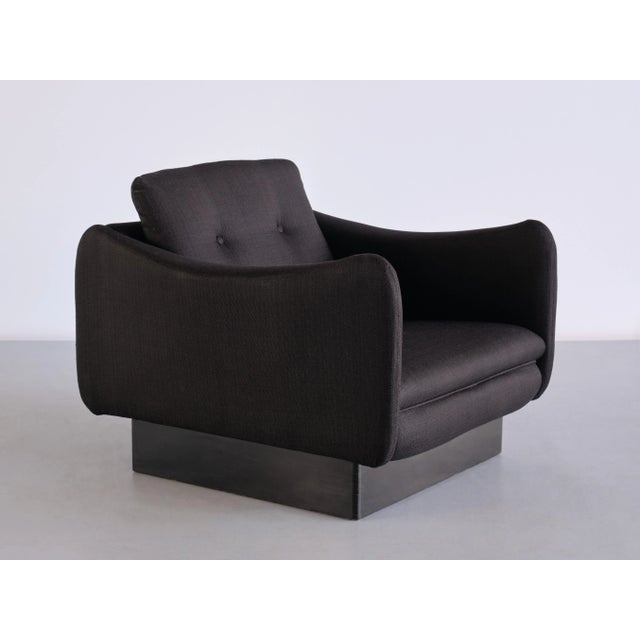 Black Wool & Wood Armchair by Michel Mortier for Steiner, France, 1963 For Sale - Image 13 of 13