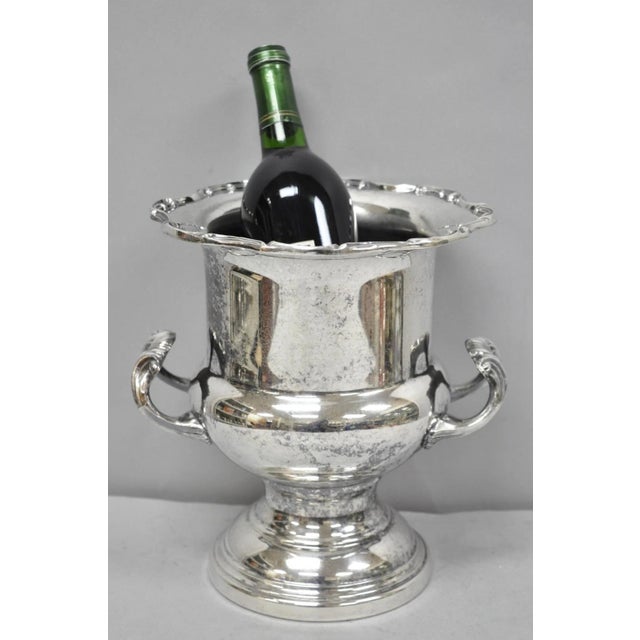 Vintage Victorian Silver Plated Trophy Cup Urn Champagne Chiller Bar Ice Bucket. Circa Mid 20th Century. Measurements: 10"...