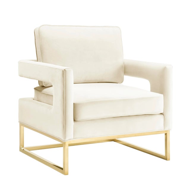 Cream Avery Cream Velvet Chair with Gold Frame For Sale - Image 8 of 8