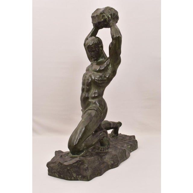Alexandre Ouline, Art Deco Warrior Man, 20th Century, Bronze For Sale - Image 4 of 12