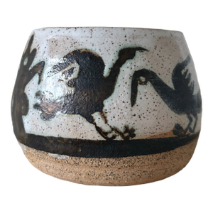 American Studio Pottery Vessel With Hand-Painted Animal Motif, New York
