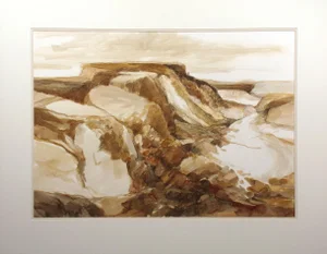 1980s "Apache Trail Landscape" Impressionist Style Landscape Mixed-Media Painting by James Conaway