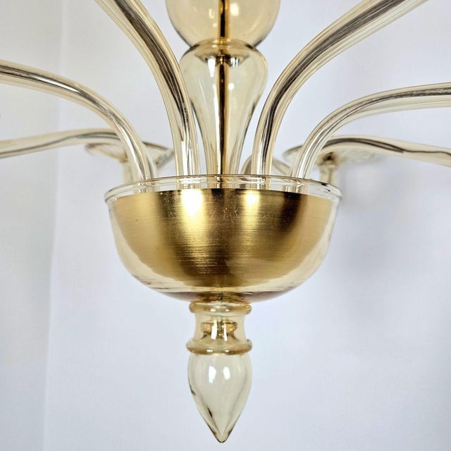 1980s Mid Century Modern Beige Murano Glass Chandelier For Sale - Image 9 of 11
