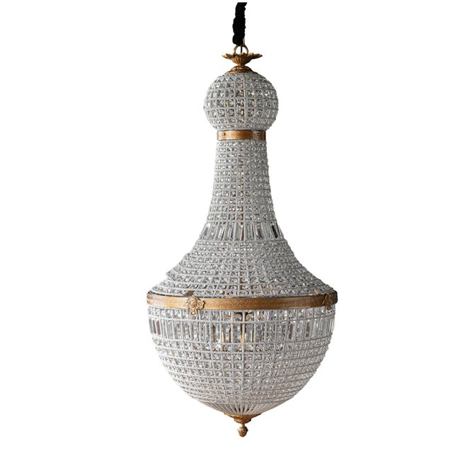 Matthew Izzo Home Bezier Prism Glass Chanderlier With Antique Brass Finish Detail Over Iron - Extra Large For Sale In New York - Image 6 of 6