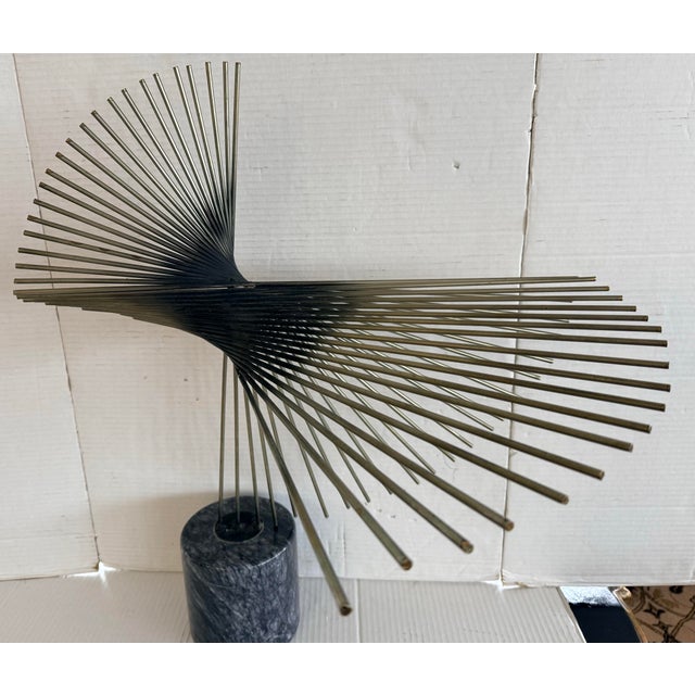 Mid-Century Modern Mid Century Curtis Jere Metal Rod Sculpture on Marble Base For Sale - Image 3 of 7