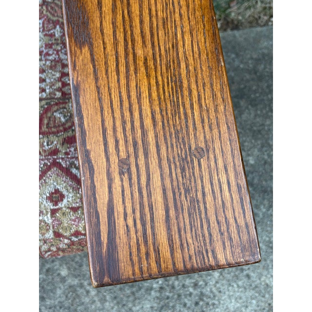 Late 20th Century Arts and Crafts Mission Style Oak Sofa With Ottoman For Sale - Image 10 of 15