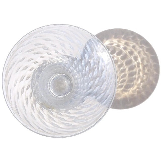 Late 20th Century Boda Bertil Vallien White Control Bubble Cirrus Design Sweden Art Glass Footed Vintage Flower Vase For Sale - Image 5 of 8