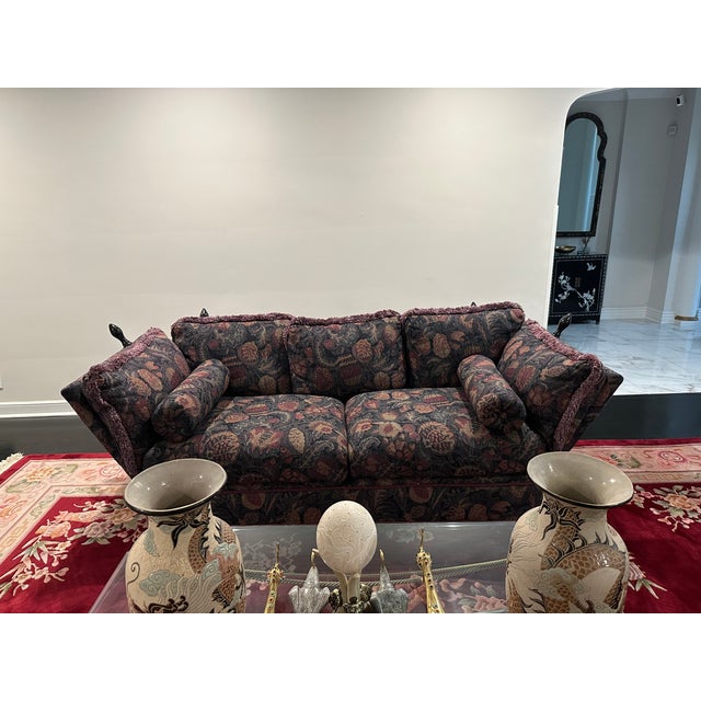 Vintage Custom-Made Tapestry Couch For Sale - Image 13 of 15