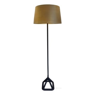 Vintage Base Floor Lamp with Pyramid Stem and Brass Shade by Tom Dixon, 2000s For Sale