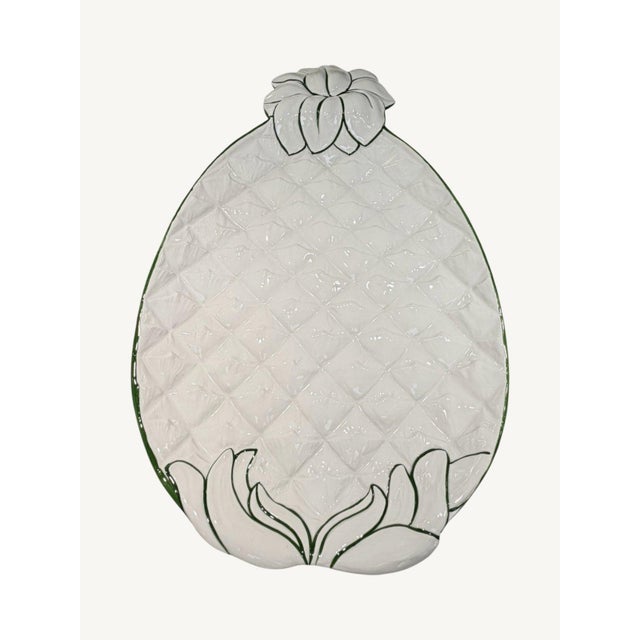 Vintage Zanolli Italy Large Ceramic Pineapple Serving Platter – White & Green – 20" Add a touch of vintage Italian charm...