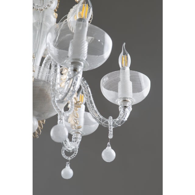 Art Deco Filigree Murano Glass Chandelier from Venini, 1940s For Sale - Image 13 of 18