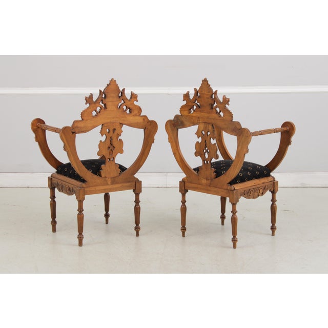Pair Vintage Continental Figural Carved Armchairs For Sale - Image 16 of 18