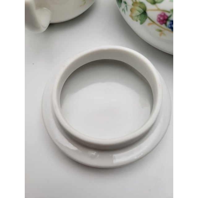 Traditional 1960's Berries and Leaves Design Porcelain Tea Pot With Lid and Cup For Sale - Image 3 of 12