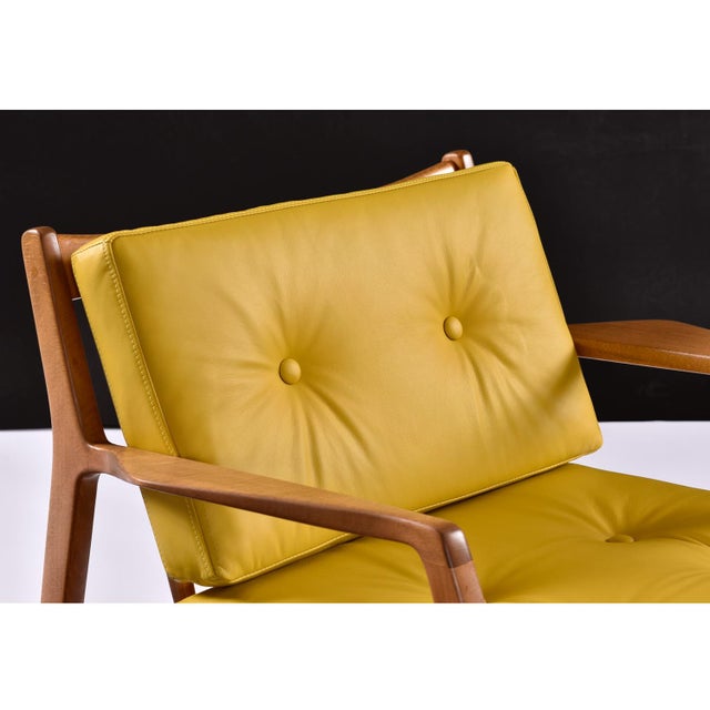Lawrence Peabody Yellow Leather Lawrence Peabody for Selig Danish Modern Danish Lounge Chairs For Sale - Image 4 of 17