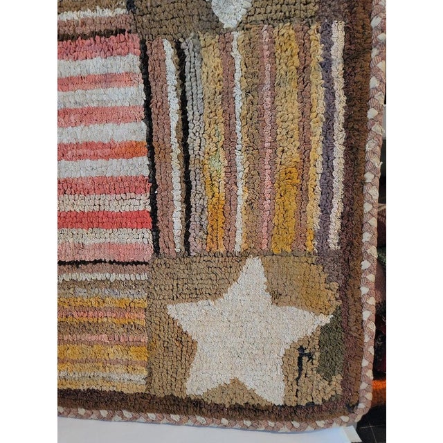 American 19th C American Flag and Stars Hand Hooked Rug For Sale - Image 3 of 9