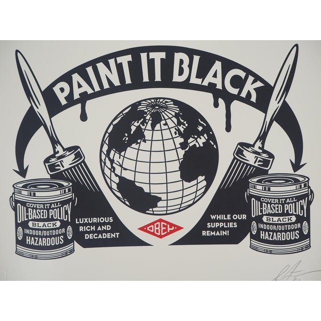 Shepard Fairey, aka Obey Giant (1970) Paint it Black Original color letterpress print Signed and dated 2020 in pencil...
