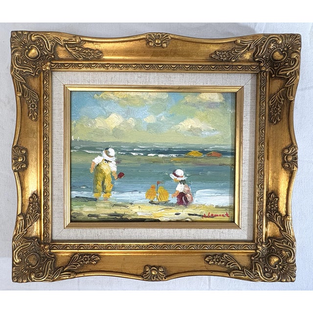 Original Signed Framed Oil Painting on Canvas Depicting a Beach Day For Sale - Image 13 of 15