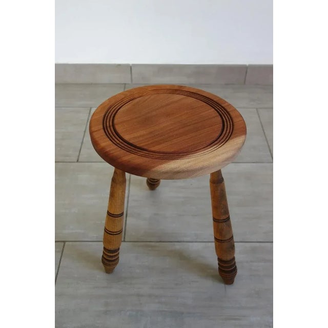 Vintage Brutalist Tripod Stool, France, 1930s For Sale - Image 6 of 9