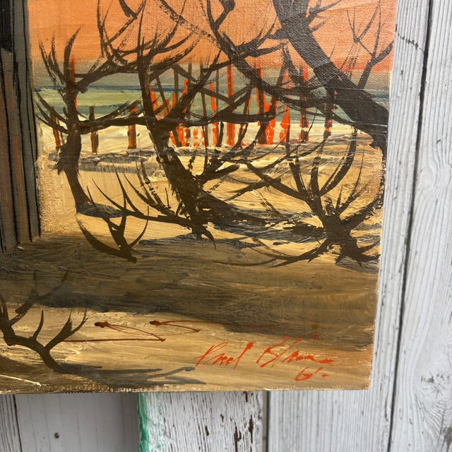 Paint Original 1961 Oil Painting by Paul Blaine Henrie Coastal Sunset Seascape For Sale - Image 7 of 18