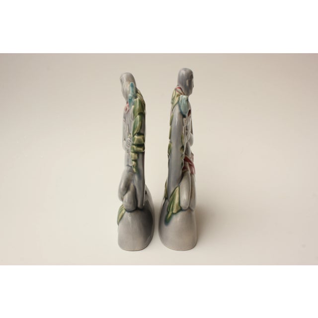 Gray Art Deco Male and Female Sculpture - Pair For Sale - Image 8 of 9