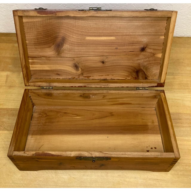 Vintage Wooden Keepsake Box With Decorative Metal Hardware For Sale - Image 4 of 7