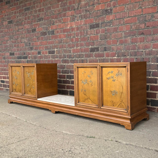 1970s In the Style Roenzo Rutili Possibly Henredon 3 Part Credenza Storage Display Cabinet For Sale - Image 5 of 12