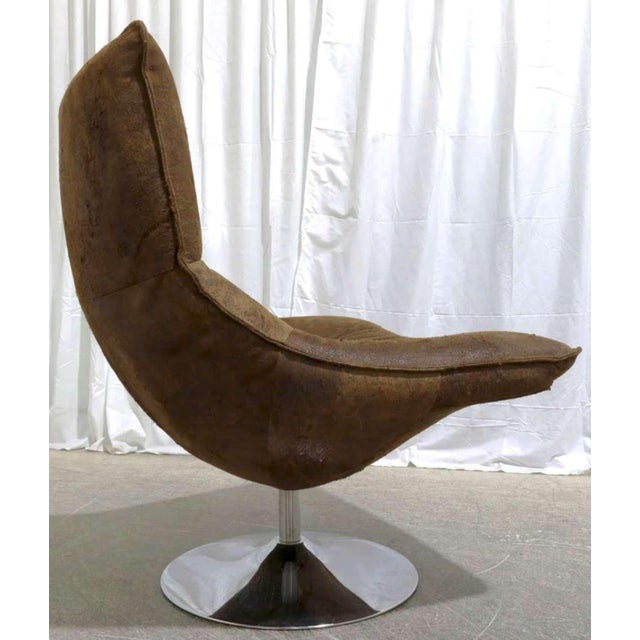 Mid-Century Modern Gently Used Suede Leather Restoration Hardware Chair For Sale - Image 3 of 7