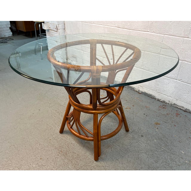 Vintage Boho Wicker Rattan and Bamboo Dining Set For Sale - Image 4 of 14