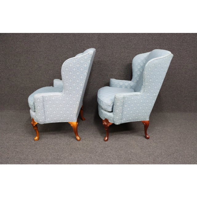 Blue Lane Blue Wingback Chairs/Pair For Sale - Image 8 of 10