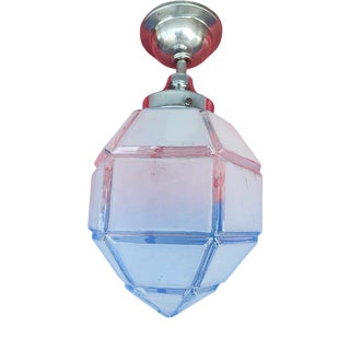 Vintage Brass Nickel-Plated Ceiling Lamp, 1920s For Sale