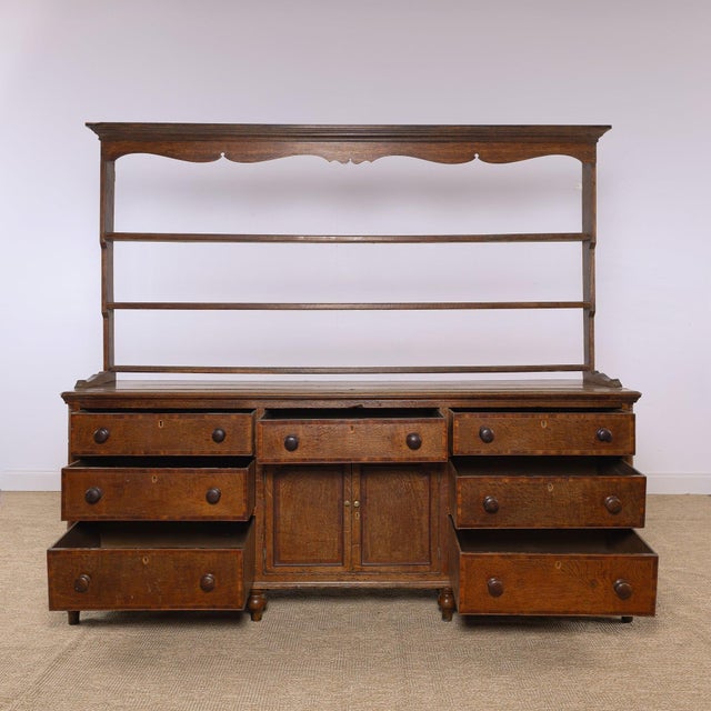 Victorian Antique English Welsh Oak Dresser Circa 1850 Victorian Plate Rack For Sale - Image 3 of 11