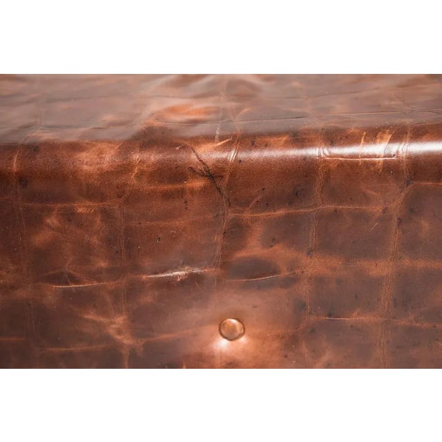 Animal Skin Brown Squared Ottoman For Sale - Image 7 of 13