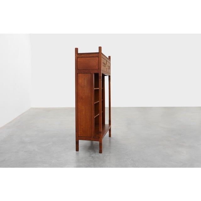 19th Century Jugendstil Oak Bookcase with Adjustable Shelves, Netherlands, 1890s For Sale - Image 5 of 15