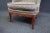French Style Carved Channelback Wing Chair, channelback with shell decorated upholstery, carved base with swag decoration...