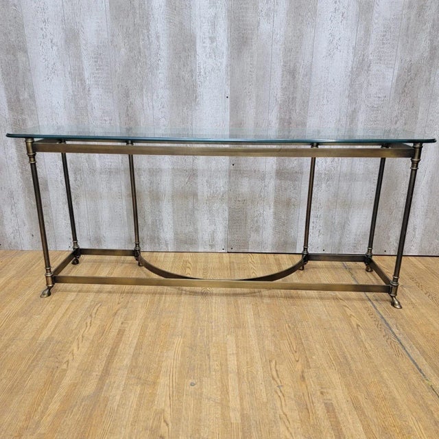 Brass Hollywood Regency LaBarge Style Brass Console Table For Sale - Image 8 of 10
