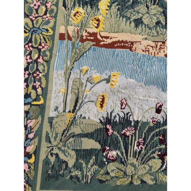Blue Vintage French Aubusson Style Needlepoint Tapestry, 1950s For Sale - Image 8 of 18