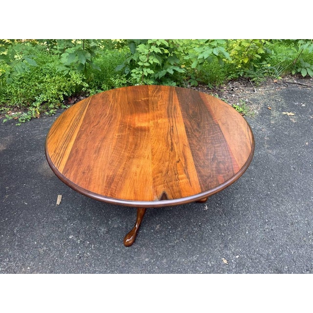 Wood Vintage Georgian Style Pedestal Base Center Table by Baker For Sale - Image 7 of 13