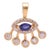 Solid 14k Gold Blue Sapphire Diamond Evil Eye Pendant For Sale