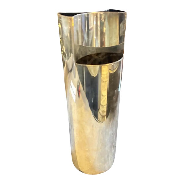 1970s Sabattini Style Minimalist Silver Plated Italian Vase For Sale