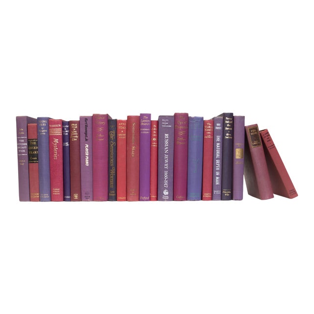 Decorative Books - Vintage Berry Books - Purple Books by the Foot For Sale