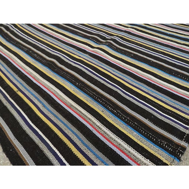 Black Galerie Shabab Collection Mid-20th Century Turkish Flatweave Kilim Room Size Carpet For Sale - Image 8 of 10