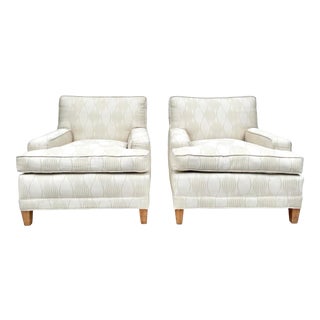 Vintage Pair of Mid-Century Modern Upholstered Club Lounge Chairs For Sale