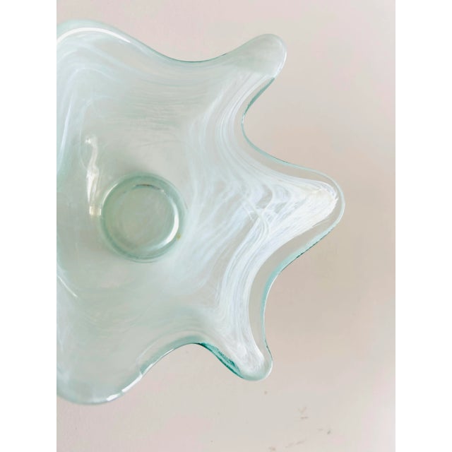 Contemporary 1990s Modern Asymmetry Aqua Glass Bowl For Sale - Image 3 of 7
