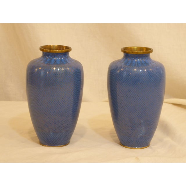 Chinese Vintage Chinese Cloisonne Vases - A Pair For Sale - Image 3 of 5