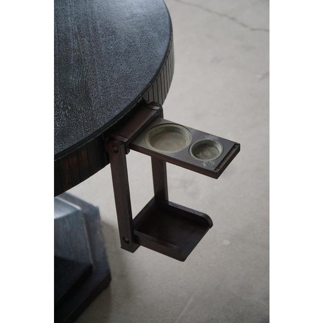 Vintage Danish Round Art Deco Console Table in Ebonized Oak, 1930s For Sale - Image 11 of 18